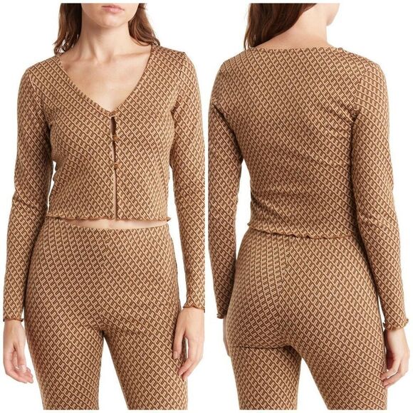 Elodie Retro Button Down V Neck Cropped Cardigan - Large - Picture 1 of 8